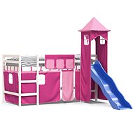 SHUMEE Kids bunk bed with tower pink, 90 × 200 cm, solid pine, 3207077 - Bed