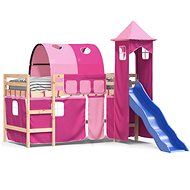 SHUMEE Kids bunk bed with tower pink, 80 × 200 cm, solid pine, 3207092 - Bed