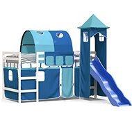 SHUMEE Kids bunk bed with tower blue, 80 × 200 cm, solid pine, 3207094 - Bed