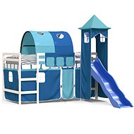 SHUMEE Children's bunk bed with tower blue, 90 × 200 cm, solid pine, 3207103 - Bed