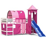 SHUMEE Kids bunk bed with tower pink, 90 × 200 cm, solid pine, 3207104 - Bed