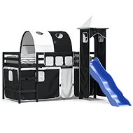 SHUMEE Children's bunk bed with tower white and black, 90 × 200 cm, pine - Bed