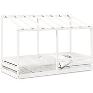 Children's bed with roof white 100 × 200 cm solid pine - Bed