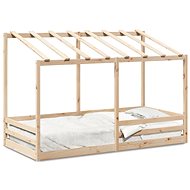 Children's bed with roof white, 80 × 200 cm, solid pine wood - Bed