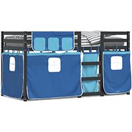 SHUMEE Children's bunk bed with curtains blue, 90 × 200 cm, pine, 3283869 - Bed