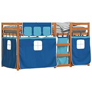 SHUMEE Children's bunk bed with curtains blue, 80 × 200 cm, pine, 3283923 - Bed