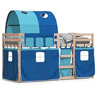 SHUMEE Children's bunk bed with curtains blue, 80 × 200 cm, pine, 3283989 - Bed