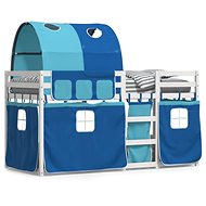 SHUMEE Children's bunk bed with curtains blue, 90 × 200 cm, pine, 3284022 - Bed