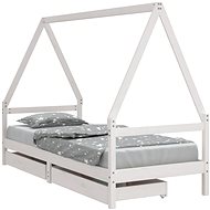 Shumee Children's bed with drawers white 80 × 200 cm solid pine wood , 834466 - Bed