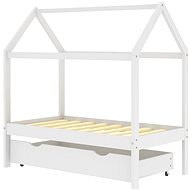 Shumee Children's bed frame with drawer white solid pine 70 × 140 cm, 322139 - Bed Frame