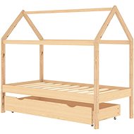 Shumee Children's bed frame with drawer solid pine 80 × 160 cm, - Bed Frame