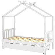 Shumee Children's bed frame with drawer white solid pine 80 × 160 cm - Bed Frame