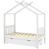 Shumee Children's bed frame with drawer white solid pine 70 × 140 cm, 322148 - Bed Frame