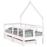 Shumee Children's bed with drawers white 70 × 140 cm solid pine wood, 834541 - Bed