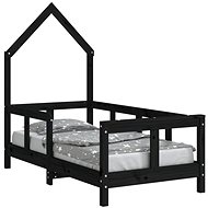 Shumee Children's bed black 70 × 140 cm solid pine wood, 834557 - Bed