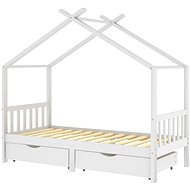 Shumee Children's bed frame with drawers white solid pine 90 × 200 cm - Bed Frame