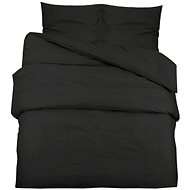 Shumee Bed linen set 1+2 black 200 × 220 cm microfiber, without print, pillows 80 × 80 cm - Bed Linen