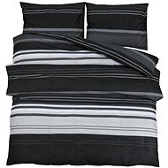 Shumee Bedding set 1+1 black and white 140 × 200 cm cotton, stripes, pillow 60 × 70 cm - Bed Linen
