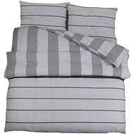 Shumee Bedding set 1+2 grey 200 × 200 cm cotton, stripes, pillows 80 × 80 cm - Bed Linen