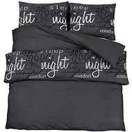 Shumee Bedding set 1+2 black 225 × 220 cm cotton, lettering, pillows 50 × 75 cm - Bed Linen