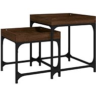 Storage tables 2 pcs brown oak - Side Table