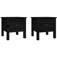 Folding tables 2 pcs black 40 × 40 × 39 cm solid pine - Side Table
