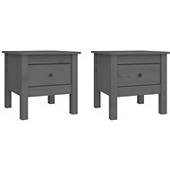 Folding tables 2 pcs grey 40 × 40 × 39 cm solid pine - Side Table