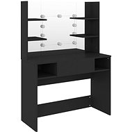 Shumee Cosmetic table with LED lights 100 × 40 × 135 cm MDF black - Dressing Table