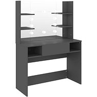 Shumee Cosmetic table with LED lights 100 × 40 × 135 cm MDF grey - Dressing Table