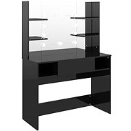 Shumee Cosmetic table with LED lights 100 × 40 × 135 cm MDF bright black - Dressing Table