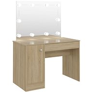 Shumee Cosmetic table with LED lights 110 × 55 × 145 cm MDF oak - Dressing Table