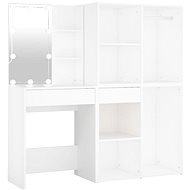 Shumee LED dressing table with 2 cabinets white composite wood - Dressing Table