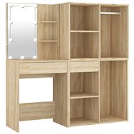 Shumee LED dressing table with 2 cabinets oak sonoma composite wood - Dressing Table