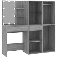 Shumee LED dressing table with cabinets grey sonoma composite wood - Dressing Table