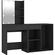 Shumee LED dressing table with cabinet black composite wood - Dressing Table