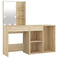 Shumee LED dressing table with cabinet oak sonoma composite wood - Dressing Table