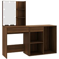 Shumee LED dressing table with cabinet brown oak composite wood - Dressing Table