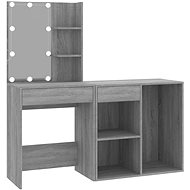 Shumee LED dressing table with cabinet grey sonoma composite wood - Dressing Table
