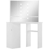 Shumee Corner Dressing Table with LED Light White - Dressing Table