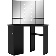 Shumee Corner dressing table with LED light black 111 × 54 × 141,5 cm - Dressing Table