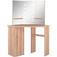 Shumee Corner dressing table with LED light oak 111 × 54 × 141,5 cm - Dressing Table