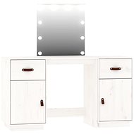 Shumee Dressing Table Set with LED White Solid Pine - Dressing Table