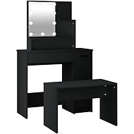Shumee Dressing Table Set with LED Black Composite Wood - Dressing Table