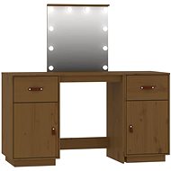 Shumee Dressing Table Set with LED Honey Brown Solid Pine - Dressing Table