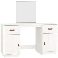 Shumee Dressing Table Set with Mirror White Solid Pine Wood - Dressing Table