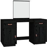 Shumee Dressing table set with mirror black solid pine wood - Dressing Table