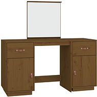 Shumee Dressing table set with mirror honey brown solid pine - Dressing Table