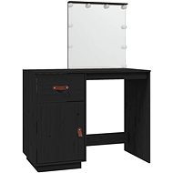 Shumee Dressing table with LED black 95 × 50 × 133,5 cm solid pine - Dressing Table