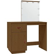 Shumee Dressing table with LED honey brown 95 × 50 × 133,5 cm pine - Dressing Table