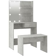 Shumee Dressing Table Set with LED Concrete Grey Composite Wood - Dressing Table